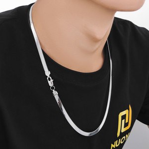 NUOYA <span class=keywords><strong>Cadena</strong></span> <span class=keywords><strong>de</strong></span> Plata Hip Hop, Collar <span class=keywords><strong>de</strong></span> Espiga Plana <span class=keywords><strong>de</strong></span> Acero Inoxidable, Gargantilla <span class=keywords><strong>de</strong></span> <span class=keywords><strong>Cadena</strong></span> <span class=keywords><strong>de</strong></span> Serpiente, Joyería Fina, Regalo para Hombres - Product Image 4