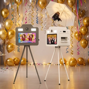 Photomaton Reflex Numérique Station <span class=keywords><strong>Selfie</strong></span> Kiosque Métallique Impression Instantanée Écran Tactile Appareil Photo Cabine Photo avec Flight Case - Product Image 1