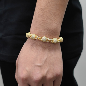 Statement Urban Streetwear GRA Moissanite Disco <b>Ball</b> Beaded <b>Bracelets</b> S925 Silver Iced Out Chunky Round Bead Hip Hop Unisex - Product Image 4