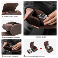 Boîte à remontoir de montre individuelle en cuir véritable végétalien Crazy Horse, étui de présentation à une fente avec intérieur en daim, marque privée