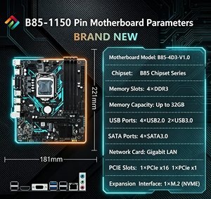 เมนบอร์ด M-ATX รุ่นใหม่มาแรงปี 2026 <span class=keywords><strong>B85</strong></span> พร้อมช่องใส่แรม 4 ช่อง รองรับ Intel I7/I5/I3 รุ่นที่ 4 ซ็อกเก็ต LGA1150 มีพอร์ต VGA/HD-MI/M.2 USB3.0 รองรับ DDR3 4 ช่อง ความจุสูงสุด 32GB สำหรับคอมพิวเตอร์ตั้งโต๊ะ - Product Image 2