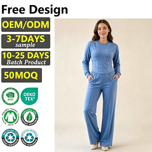 Ensemble deux pièces personnalisé pour femme : haut à manches longues style corset et pantalon taille haute à jambes larges – Tenue décontractée, streetwear, loungewear, activewear - Product Image 1