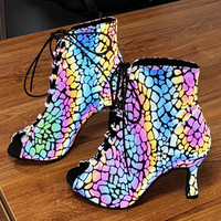 Nouvelles Bottes Jazz Lumineuses à Talons Hauts et Design Montant, Fermeture à Lacets, Chaussures de Danse Bachata à Semelle Souple