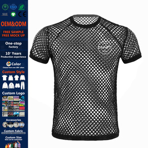 T-shirt da uomo <span class=keywords><strong>sexy</strong></span> in rete trasparente per stampa all'ingrosso, canotta sportiva da palestra per allenamento muscolare - Product Image 1
