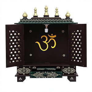 Templo de Pooja Antiguo Negro Tallado a Mano, Templo de Madera Hecho a Mano de Primera Calidad para el Hogar, Templo Hindú Pooja Ghar para el Hogar en Madera de Teca - Product Image 2