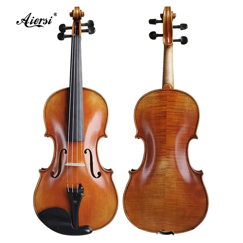 Nice Flame Mapleプロ4/4高度なAntiqueバイオリン文字列楽器ハンド油絵Brownバイオリンケースとロジンと弓