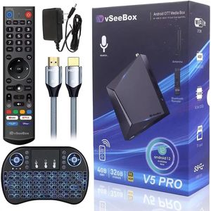 Nuevo VSee Box V5 Pro 2025 con Control Remoto por Voz, Mini Teclado Retroiluminado, Cable 8K para Android <span class=keywords><strong>TV</strong></span> con 4GB de RAM + 32GB de ROM - Product Image 2
