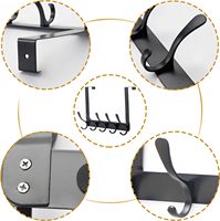 Cintre sur porte avec 5 crochets pour vêtements serviettes manteaux sacs, noir sur le support de porte pour salon, salle de bain, chambre