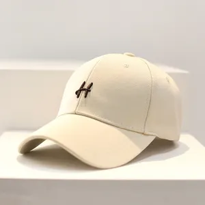 High Quality Unisex 6panel Beige Custom 3d Embroidered Men Baseball Hat Blank Golf Sport Dad Cap