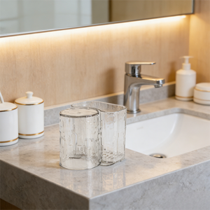 Set di <span class=keywords><strong>Accessori</strong></span> per <span class=keywords><strong>Bagno</strong></span> in Acrilico a Due Pezzi, Portaspazzolino da Parete con Design Cartoon, Adesivo in Plastica Ecologica - Product Image 6