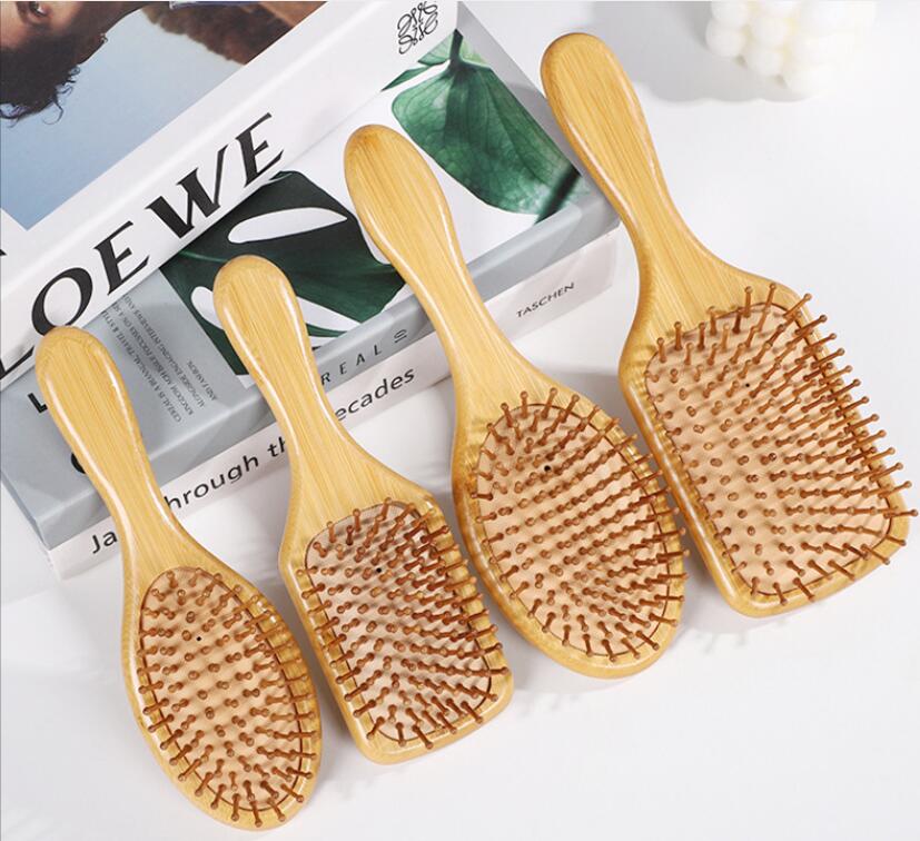 Juego de cepillos de pelo de bambú de madera Cepillo de paleta de madera de  bambú para desenredar, alisar el cabello y secar el cabello Cepillo peine