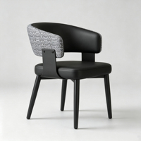 Chaise de salle à manger aux couleurs optionnelles, chaise d'appoint de luxe minimaliste en tissu bouclé pour salon, avec accoudoirs en U