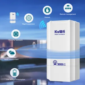 KuWFi वाईफ़ाई वायरलेस 1-2 किमी ब्रिज 300Mbps 2.4GHz सीपीई वायरलेस एस्टर्नो पॉइंट टू पॉइंट वायरलेस ब्रिज प्रति टेलीकैमरा आईपी