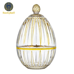 Luxury Flatware Gold Painted <strong>Egg</strong> <strong>Shape</strong> Glass Kitchen Utensil <strong>Holder</strong> <strong>Cutlery</strong> Glass Storage Box - Product Image 1