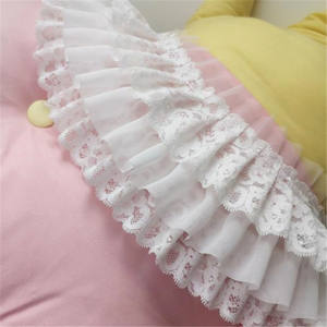 Ruban plissé à trois couches en mousseline de soie de 12 cm, bordure en dentelle, accessoires de couture pour ourlet de robe - Product Image 4