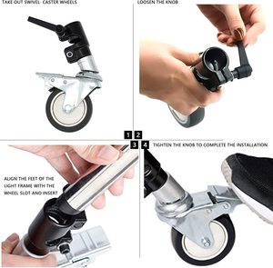 C Stand treppiede in acciaio inossidabile carrello ruota supporto guida Slider <span class=keywords><strong>fotografia</strong></span> 25mm diametro carrello - Product Image 2