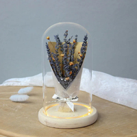 Grosir buket bunga lavender kering di kubah kaca abadi buket bunga kering mini untuk hadiah Hari Ibu