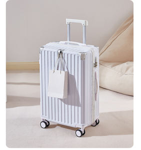 Valise de voyage classique multifonctionnelle avec port de charge USB, porte-gobelet, roulettes pivotantes à 360°, chariot en aluminium à 4 roues - Product Image 5