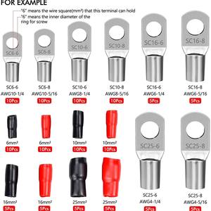 Connecteurs de fils en cuivre SC exclusifs transfrontaliers, 120 pièces, avec gaine thermorétractable rouge et noire pour câblage électrique - Product Image 3