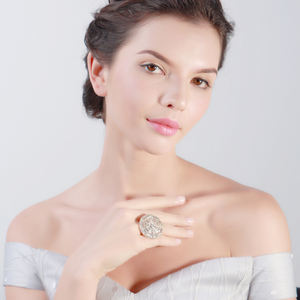 مجوهرات UMCHO وصلت حديثًا خواتم تصميم رائع مجوهرات نسائية ، خاتم تصميم على شكل فطر كبير الحجم - Product Image 2