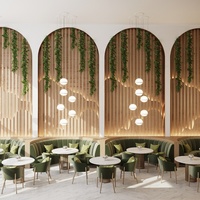 Mobilier de Restaurant en Gros, Moderne pour Café et Hôtel, Banquette Courbe Verte Optionnelle, Canapé de Banquette en Bois et Chaises de Table