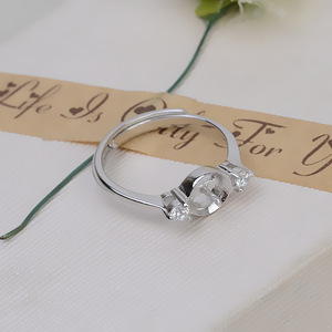 แหวนเงินแท้ S925 แบบเปิดสำหรับผู้หญิง ปรับขนาดได้ 8-9 มม. สำหรับใส่ไข่มุก DIY พร้อมถาดเปล่า อุปกรณ์ทำเครื่องประดับ 156 - Product Image 4