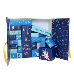 Caja de Calendario de Adviento Navideño Personalizada, Caja de Regalo Rígida con Laminado Mate en Relieve para Maquillaje, Cosméticos y Embalaje de Chocolate - Product Image 1
