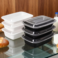 Boîtes à lunch jetables en plastique avec couvercle, compatibles micro-ondes et congélateur, à compartiment unique, 12, 16, 24, 28, 32 oz