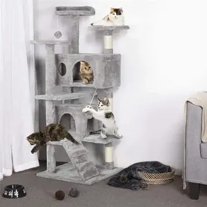 59 इंच डीलक्स बिल्ली पेड़ चढ़ाई टॉवर कॉंडो घर बिल्ली के साथ बिल्ली गतिविधि पेड़ - Product Image 4
