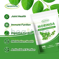 Complément alimentaire à base de plantes en gros sous marque privée Healthife, capsule de feuilles de Moringa Oleifera pour soutenir le système immunitaire, capsule de Moringa