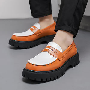 Zapatos de Vestir Personalizados con Plataforma Oxford, Suela Gruesa, Microfibra Suave, Cuero, Tallas 38-44, Color en Contraste, Mocasines Casuales de Primavera para Hombre, Sin Cordones - Product Image 5