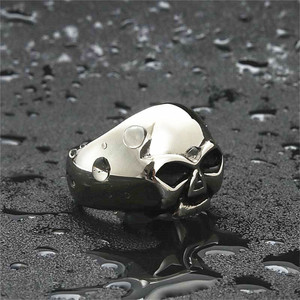 Men's <b>Titanium</b> Steel Skull <b>Ring</b> Silver Retro Punk Style Jewelry Gift 26025 - Product Image 2