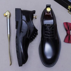 Chaussures Derby en Cuir Véritable Brillant pour Homme, Style Britannique Rétro, Finition Faite Main, Idéales pour le Bureau et la Carrière, à Lacets - Product Image 6