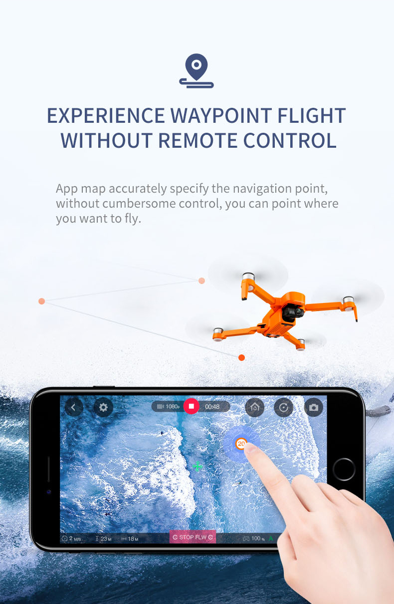 JJRC X17 drone, App map accurately specify the navigation point; without cumbersome control, you can point where you