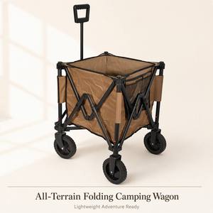 Chariot pliant robuste avec roulettes pivotantes à 360°, pliage en 3 secondes, cadre en acier, pliable, pour camping, plage, jardin, courses - Product Image 1