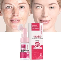 Nettoyant Moussant Visage à la Rose Fermentée pour Affiner les Pores, Nettoyage en Profondeur, Élimination du Sébum Excessif, Points Noirs et Pores Obstrués, Blanchissant