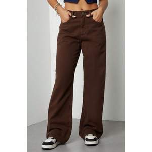 Funky Luxury <b>Women</b> Wide Leg Brown Stretch Denim <b>Jeans</b> High Rise Loose Fit Eco-Friendly Plating Street Style Size 26-40 OSCA - Product Image 3