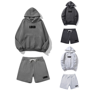 High Quality French Terry Custom <strong>Men's</strong> Screen Print <strong>Hoodie</strong> <strong>and</strong> Sweat <strong>Shorts</strong> Tracksuit <strong>Set</strong> <strong>Men's</strong> Sweatsuit <strong>Shorts</strong> - Product Image 1