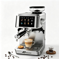 Cafetera Eléctrica Espresso Anbo de Acero Inoxidable con Molinillo Integrado, Automática, 20 Bares de Presión, para Uso Doméstico
