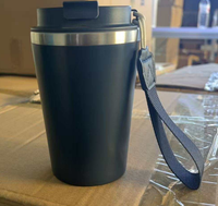 Gobelets de voyage portables 12oz en acier inoxydable avec revêtement extérieur en plastique, compatibles commandes conteneur complètes, tasses à café personnalisées en plastique
