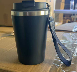 Gobelets de voyage portables 12oz en acier inoxydable avec revêtement extérieur en plastique, compatibles commandes conteneur complètes, tasses à café personnalisées en plastique - Product Image 2
