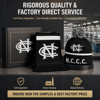 Ensemble bonnet et écharpe tricotés avec motif lettres personnalisées Highfly, broderie 3D, pompon, rayures blanches, logo jacquard, hiver, plage, voyage, OEM