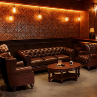 Ensemble de fauteuils de salon de luxe, sièges de club commerciaux, chaises rembourrées en cuir PU durable avec table basse pour restaurant et bar