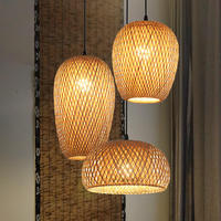 Lanterne suspendue en bambou naturel tissé à la main, style moderne, pour salon, restaurant, bar, café, décoration intérieure, éclairage