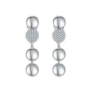Fashion Women Jewelry Earrings 925 Sterling Silver Round Circle Drop Earrings