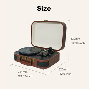 Tourne-disque portable classique marron avec <span class=keywords><strong>construction</strong></span> en MDF+PVC, design léger de 2,38 kg pour les rassemblements en plein air - Product Image 5