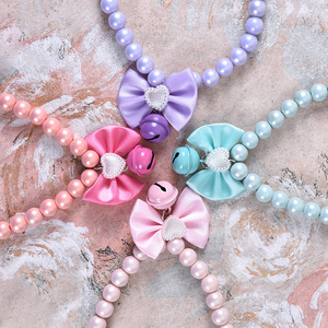 ปลอกคอสัตว์เลี้ยง ประดับมุก โบว์ กระดิ่ง สุนัข ขนาดเล็ก ขนาดกลาง สีชมพู สีแดงอ่อน สีฟ้าอ่อน สีม่วง การ์ตูน ประดับอัญมณี เจ้อเจียง XQ181 - Product Image 3