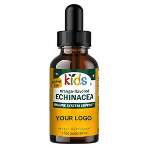 Gouttes liquides d'échinacée aromatisées à l'orange pour enfants Sans alcool et sans gluten avec base de glycérine végétale biologique 30 ml - Product Image 1
