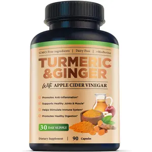 OEMターメリックカプセルジンジャー付きターメリッククルクミンサプリメントAppleCider Vinegar Capsules Antioxidant Tumeric Ginger Capsules