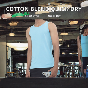 <b>Mens</b> Cotton Polyester Tank Quick Dry Knitted <b>Sports</b> <b>Vest</b> Sleeveless Gym Training Tee - Product Image 2